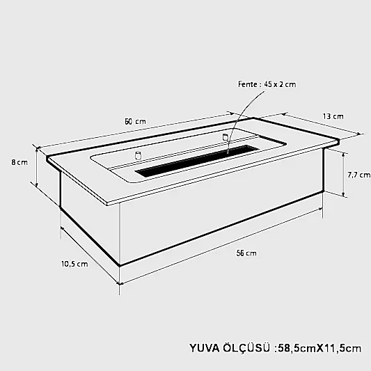 ECOS BİG Bioethanol Burner Şömine 60 Cm