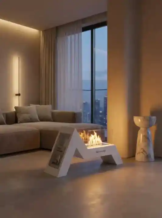 AngelFire Taşınabilir Şömine (Beyaz)