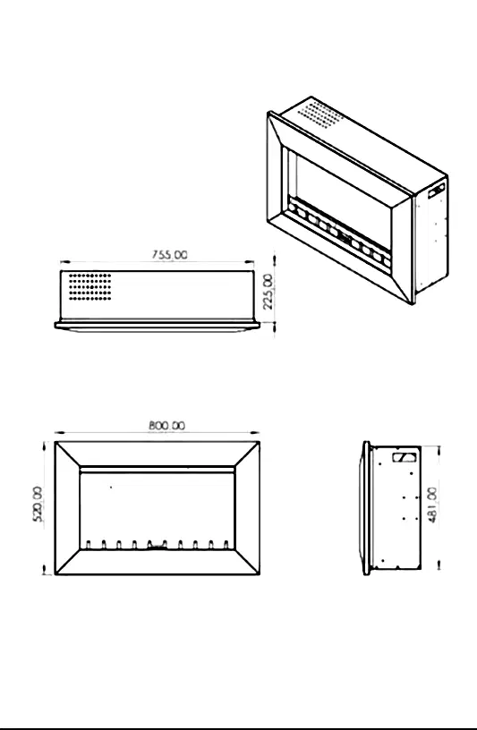Elektrikli Şömine, Isıtıcılı ve RGB renkli 80 cm ( Isıtmalı )