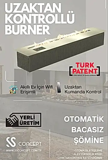 Uzaktan Kontrollü 120 Cm Bioethanol Burner Şömine