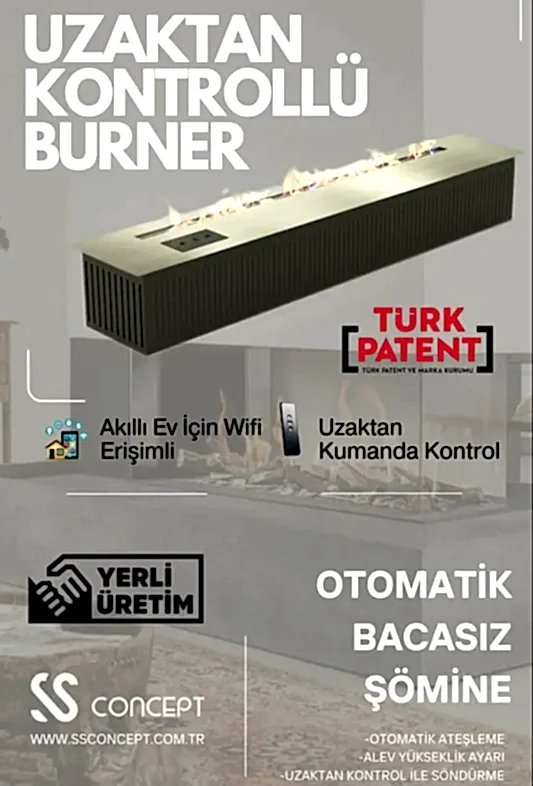 Uzaktan Kontrollü 80 Cm Bioethanol Burner Şömine