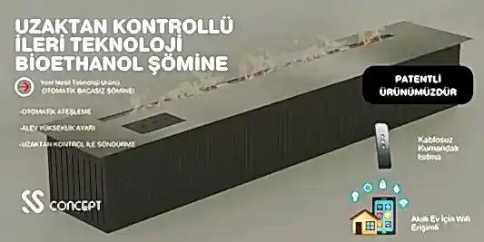 Uzaktan Kontrollü 150 Cm Bioethanol Burner Şömine