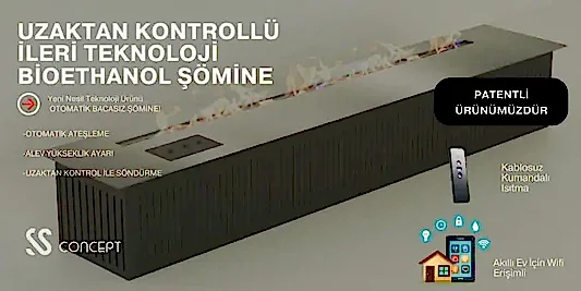 Uzaktan Kontrollü 80 Cm Bioethanol Burner Şömine
