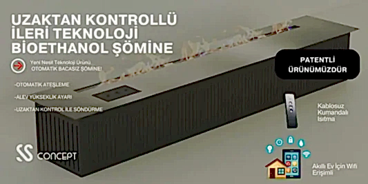 Uzaktan Kontrollü 100 Cm Bioethanol Burner Şömine